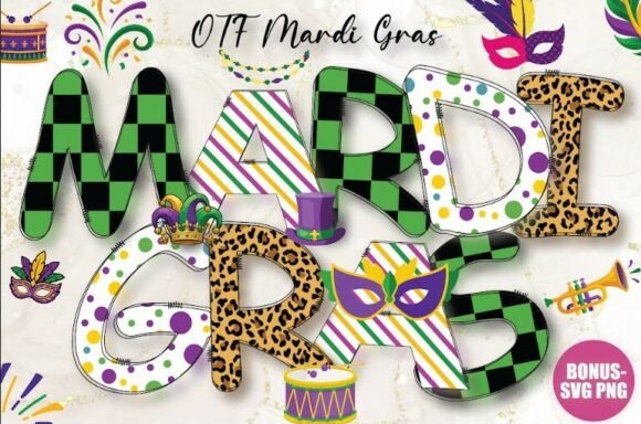 Mardi Gras Alphabets Pack: Bold Festive Typography for Carnival Designs