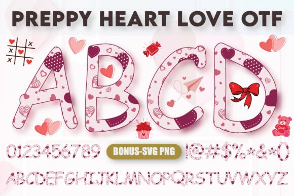 Preppy Heart Love: A Trendy Decorative Font for Romantic Design