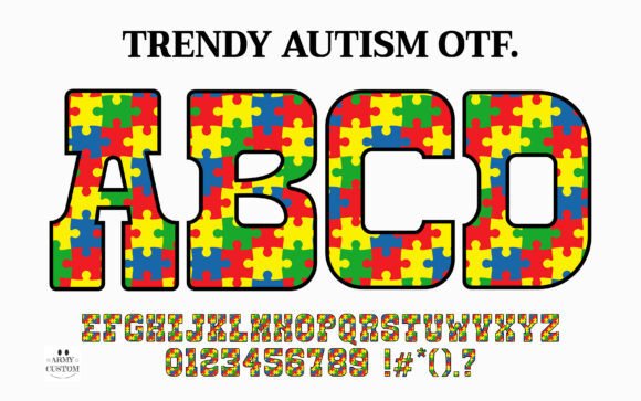 Trendy Autism: A Bold Typeface for Impactful Awareness Design